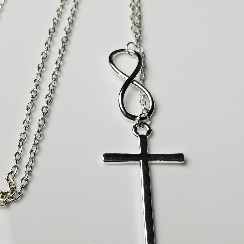 Silver Plated Cross Infinity  Necklace